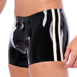 XRUB Latex Short en latex Xrub avec Zip Avant/Arrière Noir-Blanc